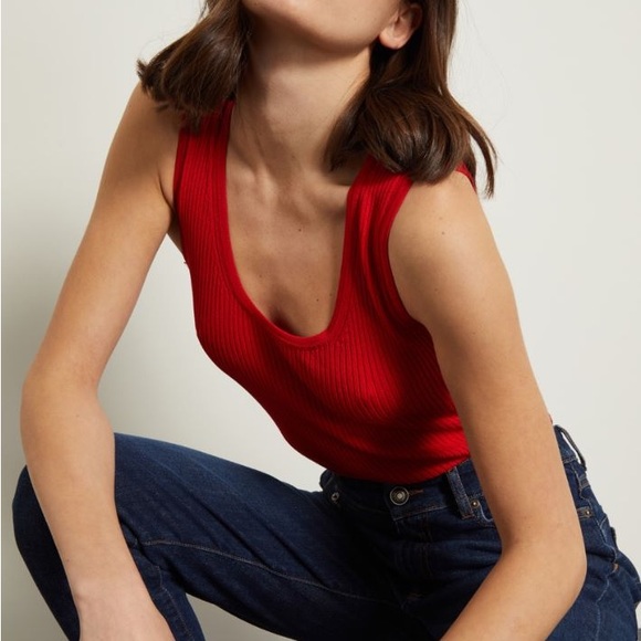 NWOT Max Mara Studio Label-cut Ribbed Knit Top Size: Medium US4/6 Summer/ Fall - Picture 3 of 12